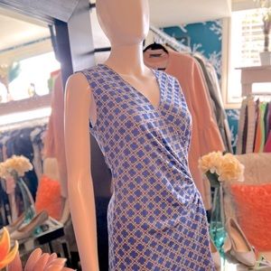 STUNNING , blue dress with beige pattern by Charter CLUB Size M